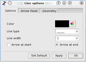 The Arrow options dialog: first tab