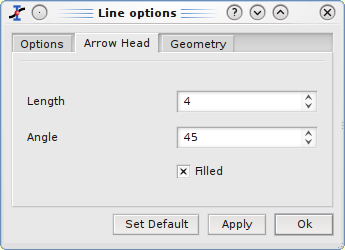 The Arrow options dialog: second tab